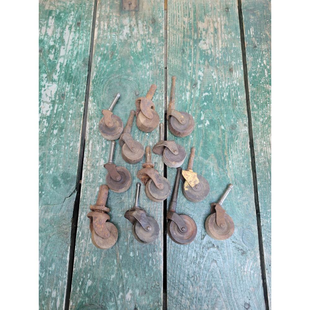 12 Assorted Wood Furniture Larger Casters, As Is Vintage